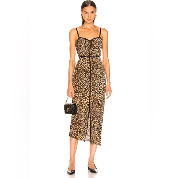 Nanushka Abir Slip Dress Asymmetric Hem in Ocelet Size L Maxi Cocktail Vacation - Picture 1 of 16